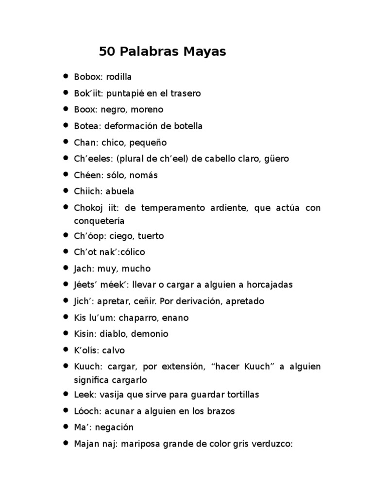 50 Palabras Mayas PDF