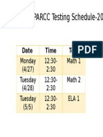 5 Grade EOY PARCC Testing Schedule-2015: Date Time Test