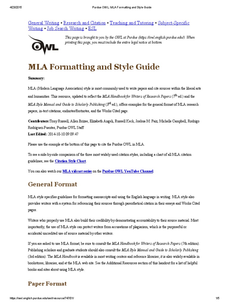 purdue owl mla formatting and style guide Citation Text