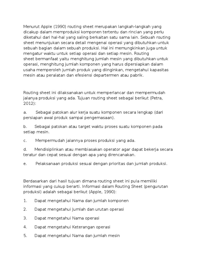 Routing Sheet | PDF | Teknologi & Rekayasa