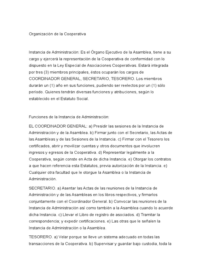 Estructura de Cargos en la Cooperativa | PDF | Cooperativa | Contabilidad