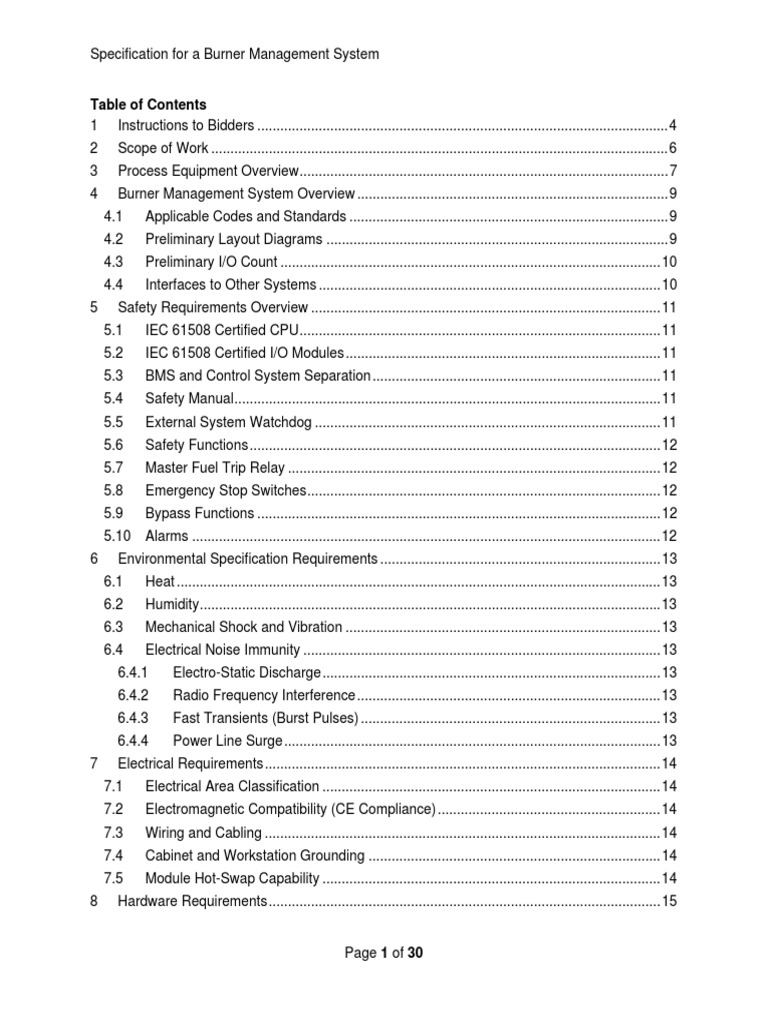 Burner Management System Specifications | PDF | Input/Output | Central ...