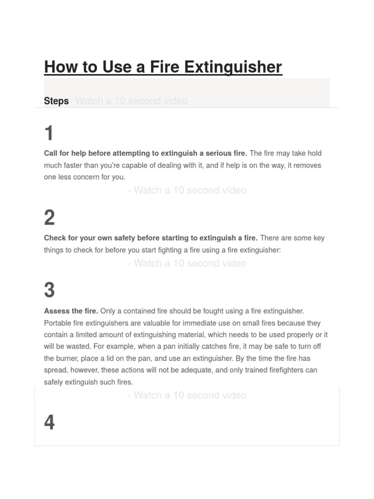 Fire Extinguisher Usage Guide | PDF | Fires | Hazards