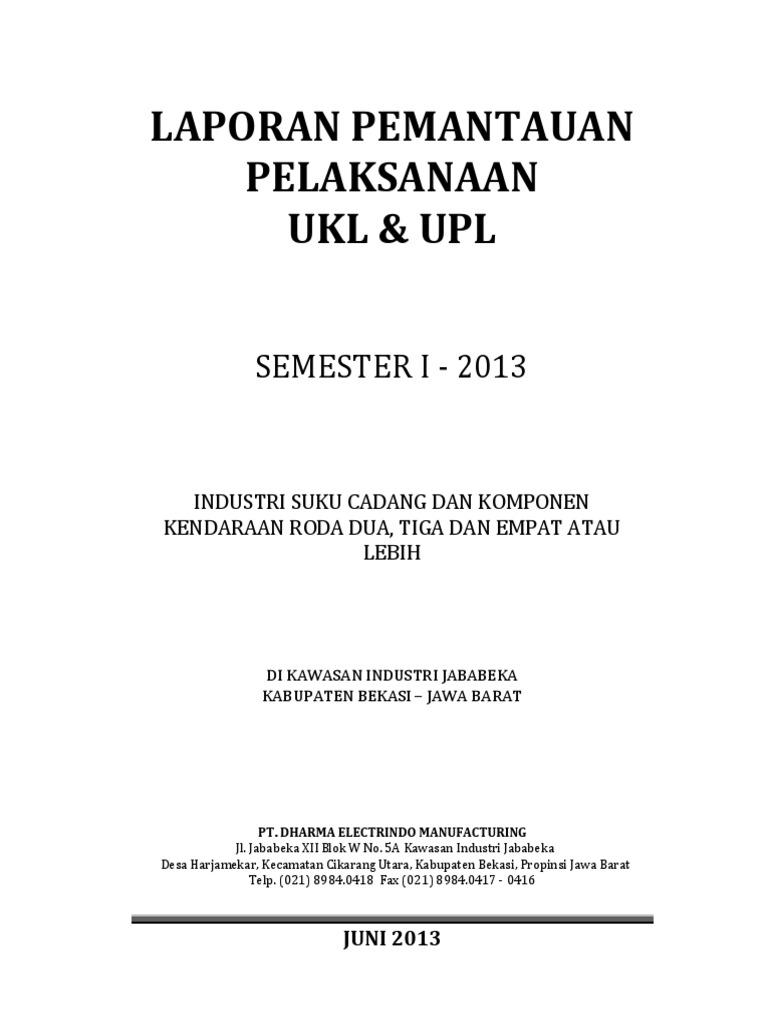 Contoh Laporan Ukl Upl Semester