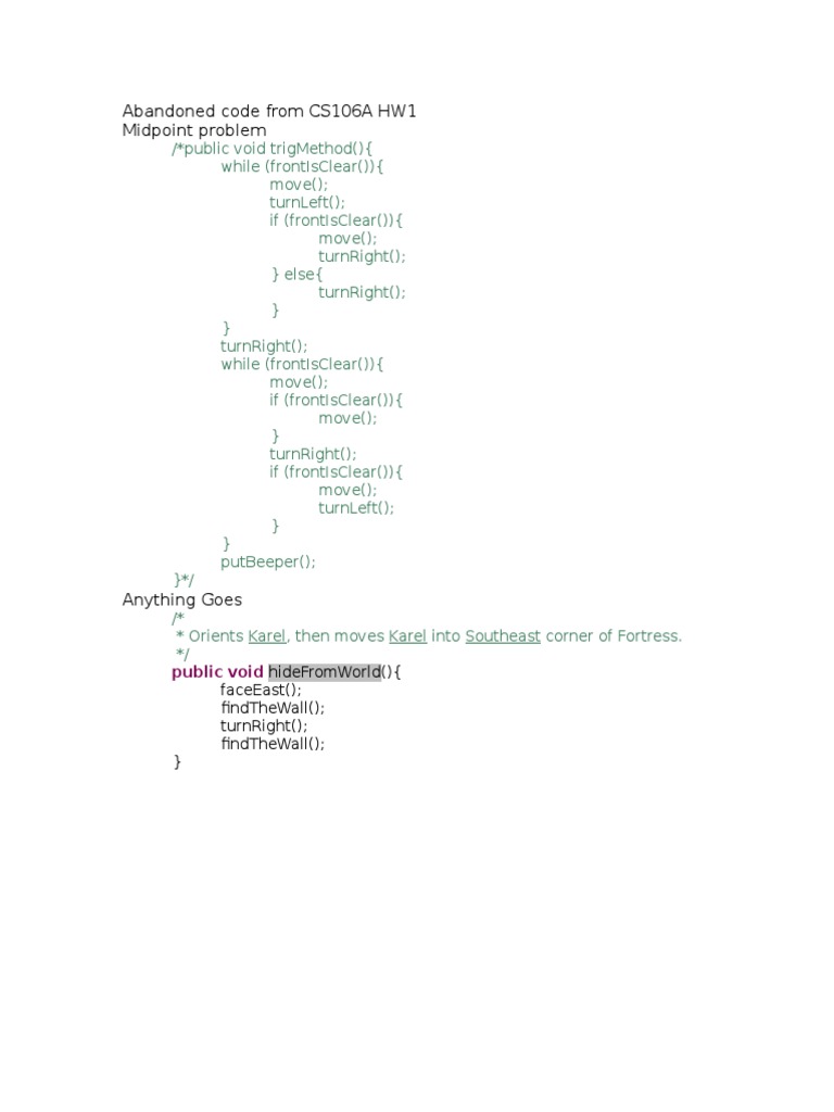 Abandoned Code From CS106A HW1 | PDF