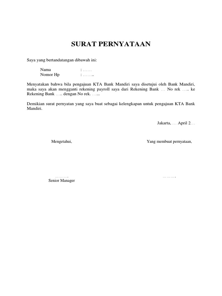 Surat Pernyataan Payroll