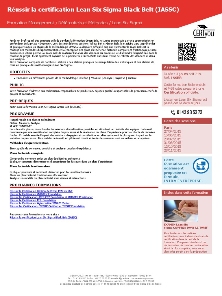 Certification Lean Six Sigma Black Belt | PDF | Gestion des processus ...