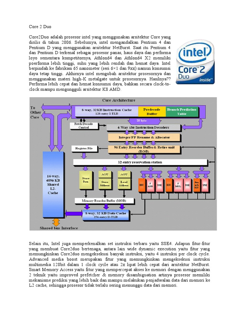 Arsitektur Prosesor Core 2 Duo | PDF