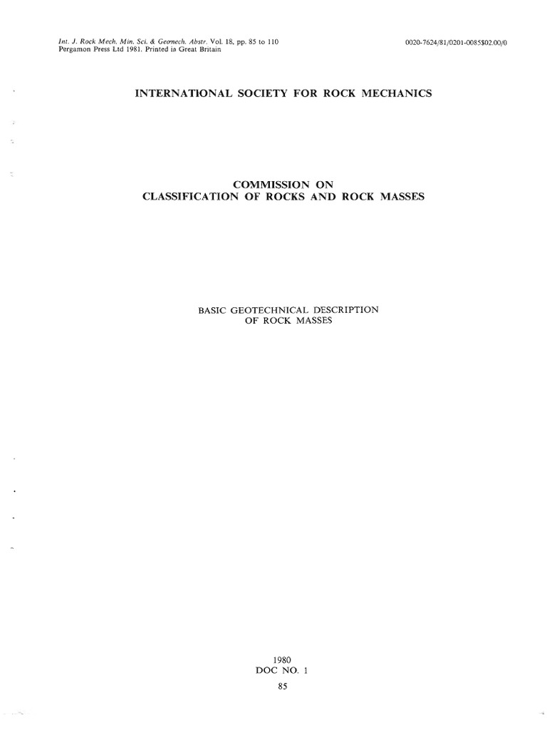 Isrm BGD Basic Description Rock Masses 1981 | PDF