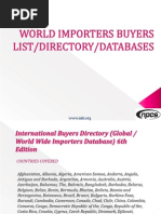 Download WORLD IMPORTERS BUYERS LIST DIRECTORY DATABASEpdf by Ajay Gupta SN262948440 doc pdf