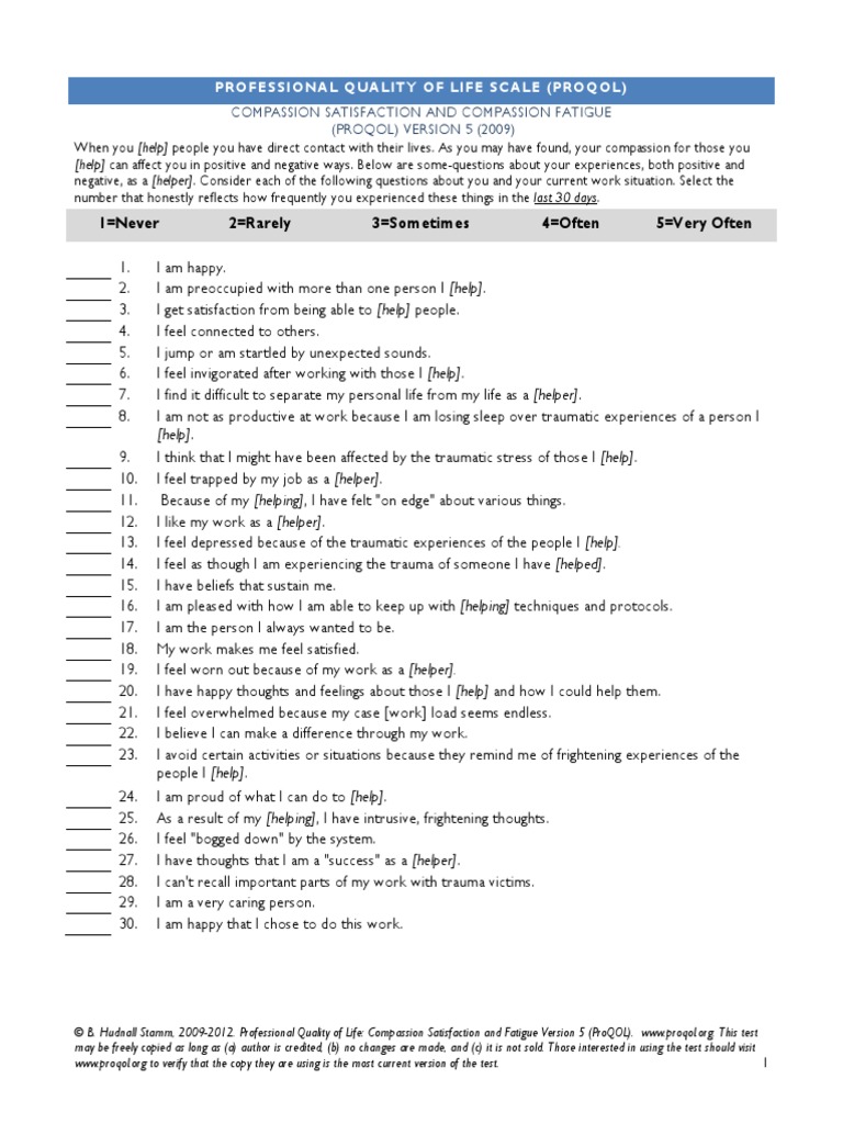 Proqol 5 English SelfScore 32012 Psychiatry Related Fields Behavioural Sciences