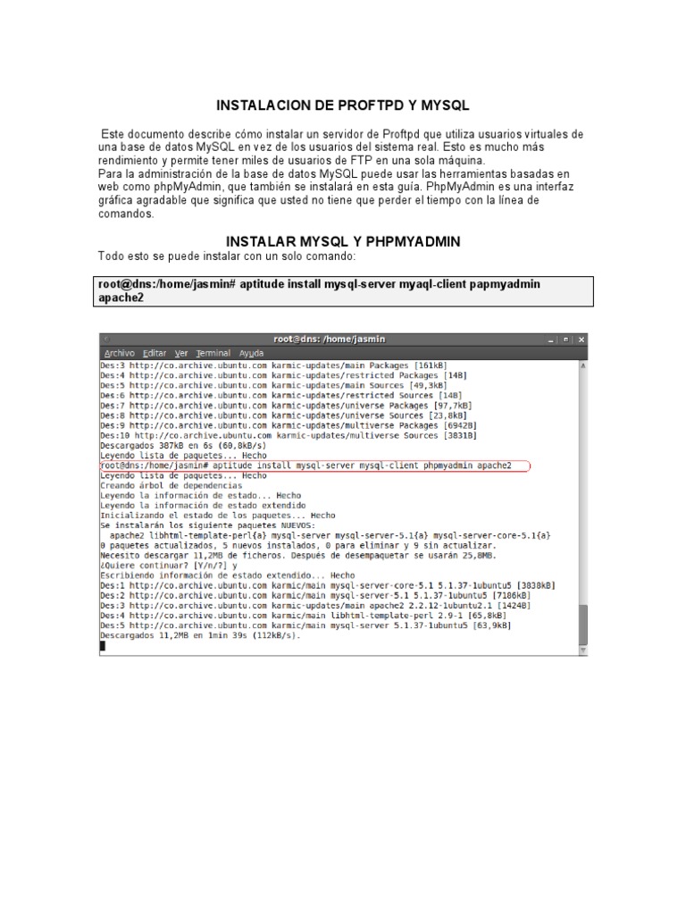 Instalacion de Proftpd y Mysql | PDF | Mi sql | Red de arquitectura