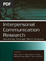 Interpersonal Communication Research - Advances Through Meta-Analysis