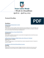 Texas Cyber Watch Clips, April 20-24, 2015