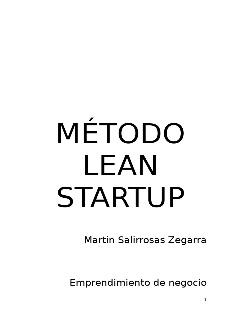 El Método Lean Startup: Guía Práctica | PDF | Lean Startup | Empresa de ...