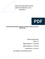 Ecuaciones diferenciales ordinarias de primer orden y tres de sus aplicaciones.