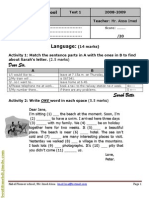 Devoir de Contrôle N°1 - Anglais - 8ème (2008-2009) MR Aissa Imed