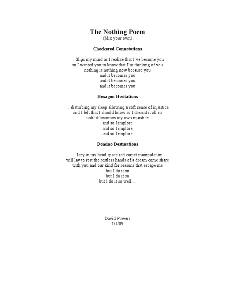 The Nothing Poem: A Reflective Journey | PDF