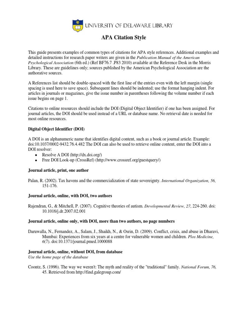 Common Types of Citations for References Digital Object