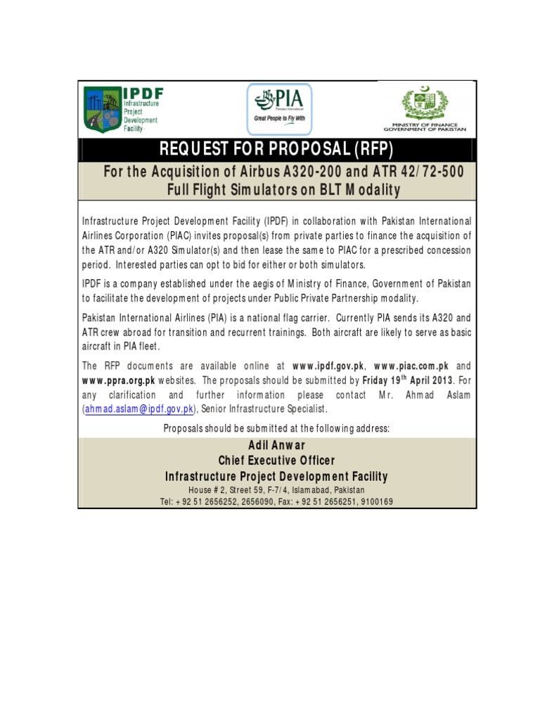 Simulator Acquisition RFP | PDF | Request For Proposal | Airbus