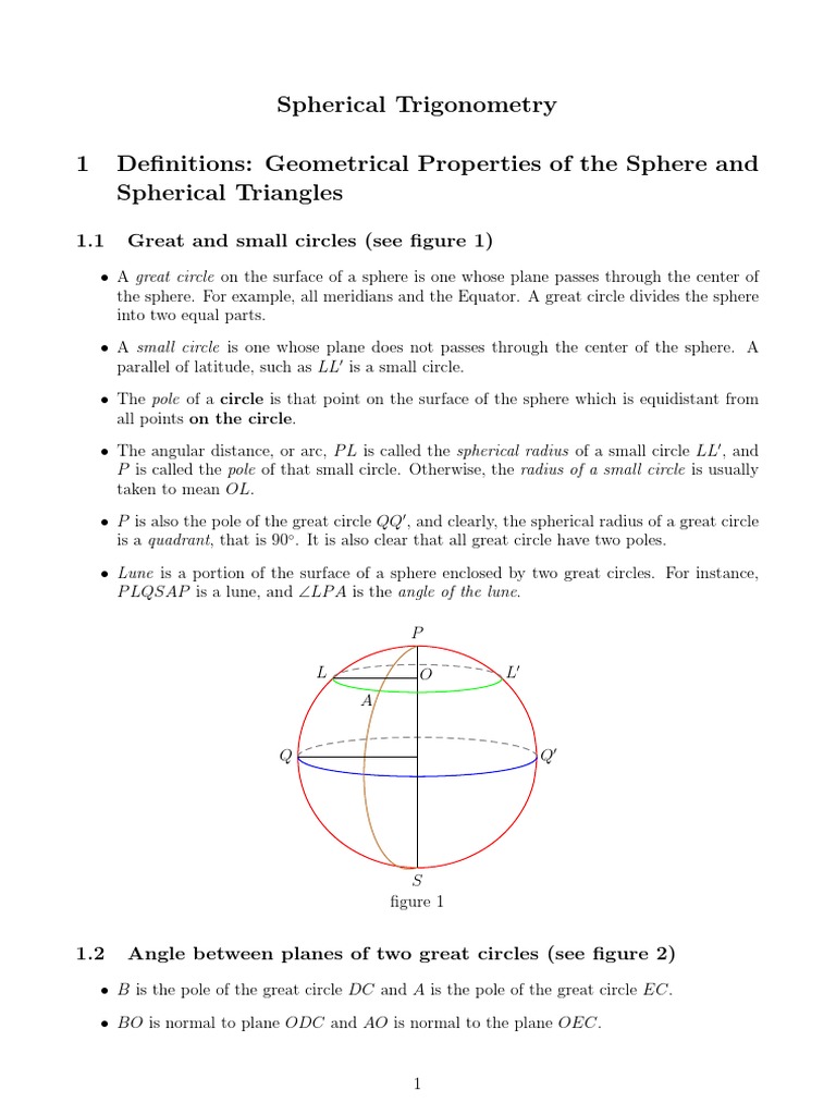 Spherical Trigonometry.pdf Trigonometric Functions Sphere