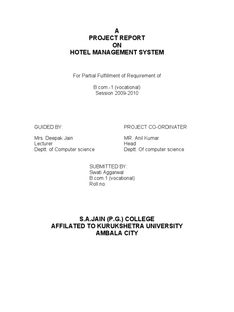 hotel management application project pdf