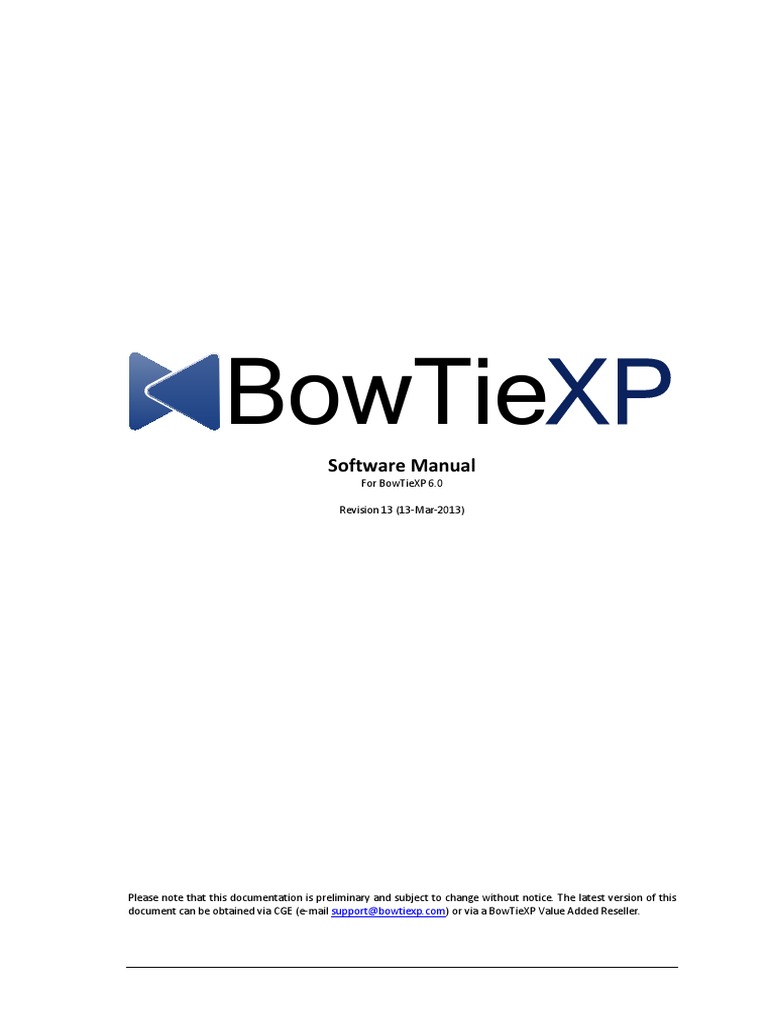 Bowtiexp Software Manual For Release 6 0 Risk Hazards