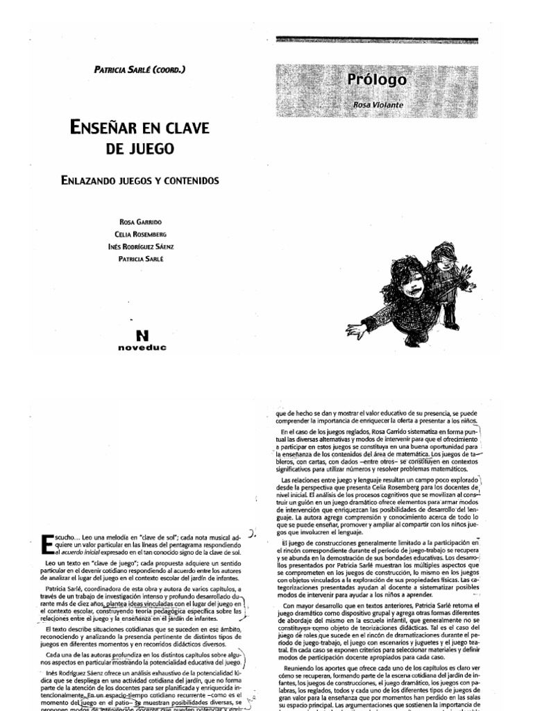 Enseñar En Clave De Juego Patricia Sarle Pdf Cómo Enseñar