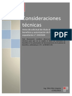 Consideraciones Técnicas Aviso de Solicitud de Título de Concesión de Beneficio y Autorización de Funcionamiento Expediente N° 2443500