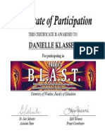 Blast Certificate of Participation - Danielle