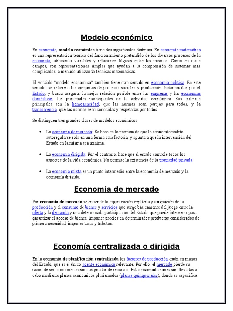Modelo Económico Proc Eco y Bienes Eco | PDF | Bienes | Economía de mercado