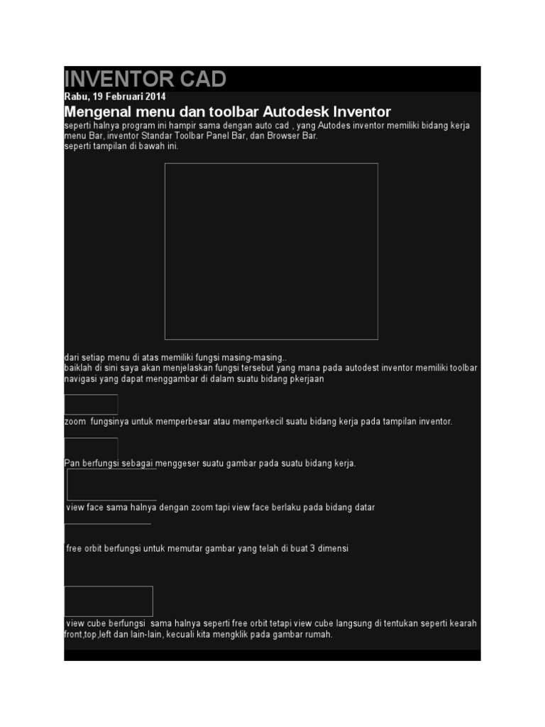 INVENTOR CAD Mengenal Menu Dan Toolbar Autodesk Inventor | PDF