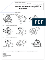 Prova de Cien e Rel 2° Ano 4° Bimestre