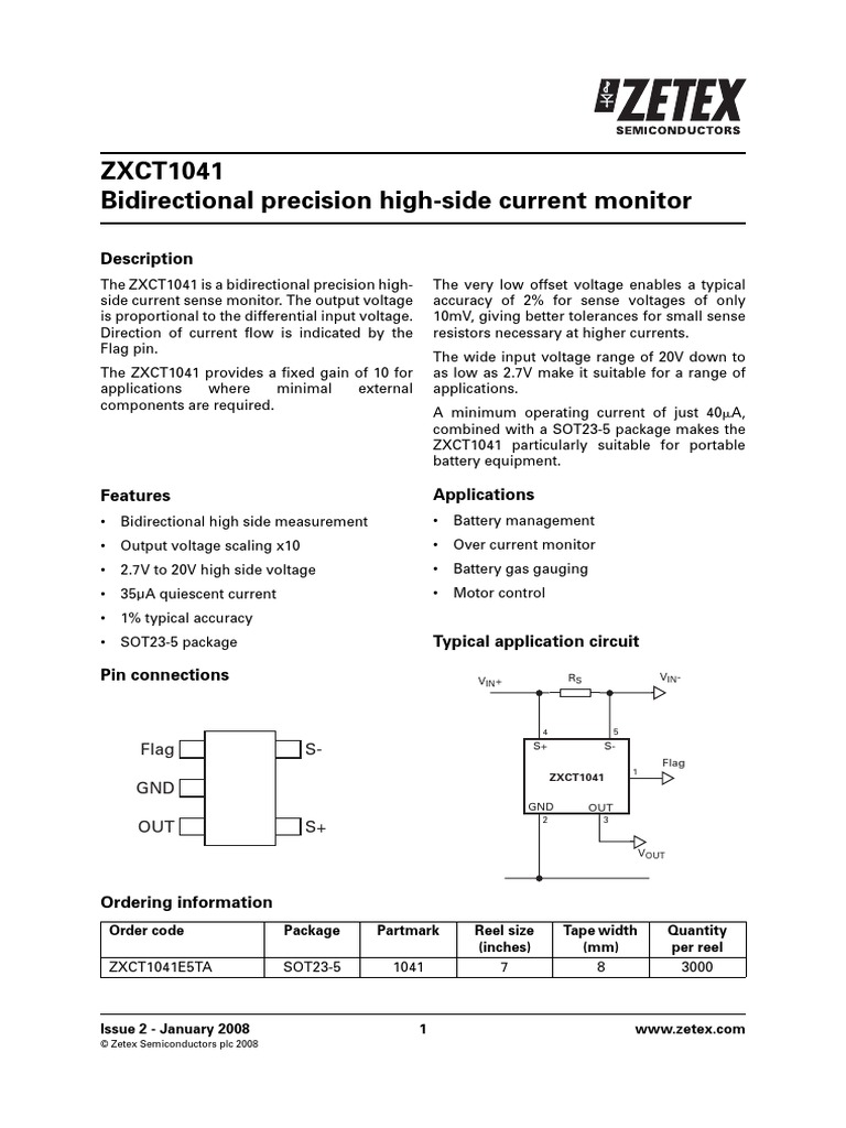洋書 Transaction Processing ZXCT1041 Bidirectional Precision High-Side Current Monitor