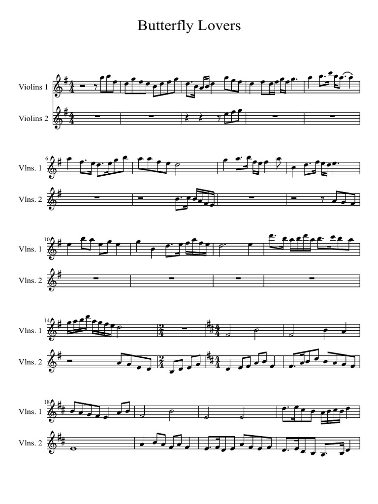 Butterfly Lovers Violin Duet PDF