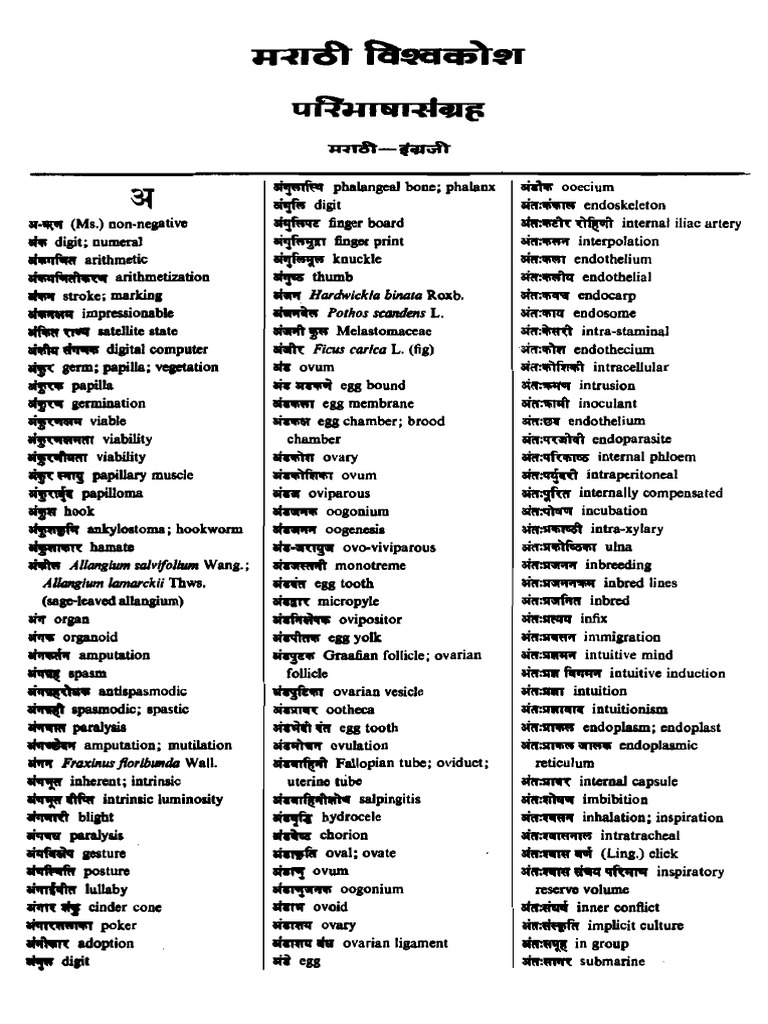 Marathi English Dictionary PDF