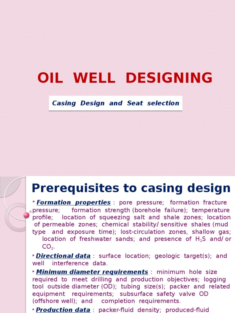 Casing Design for Oil Wells | PDF | Casing (Borehole) | Oil Well