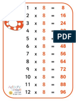 8 Times Table Poster