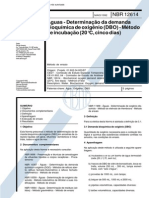 NBR 12614 - Aguas - Determinacao Da Demanda Bioquimica de Oxigenio (DBO)