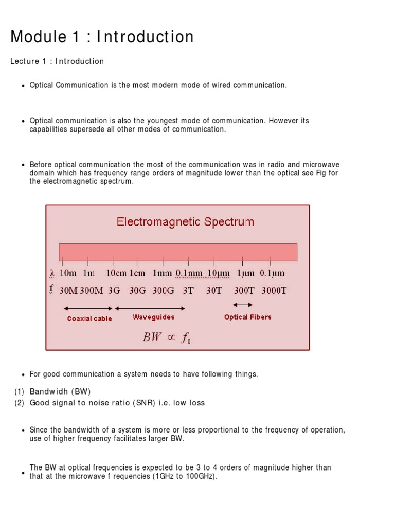 Introduction to Optical Communication | PDF | Optical Fiber | Waves