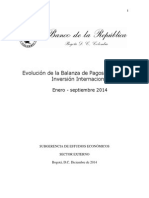 Balanza de pagos de Enero a Septiembre del 2014