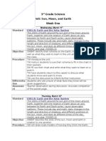 3 Grade Science Unit: Sun, Moon, and Earth Week One: Wednesday, March 11 Standard