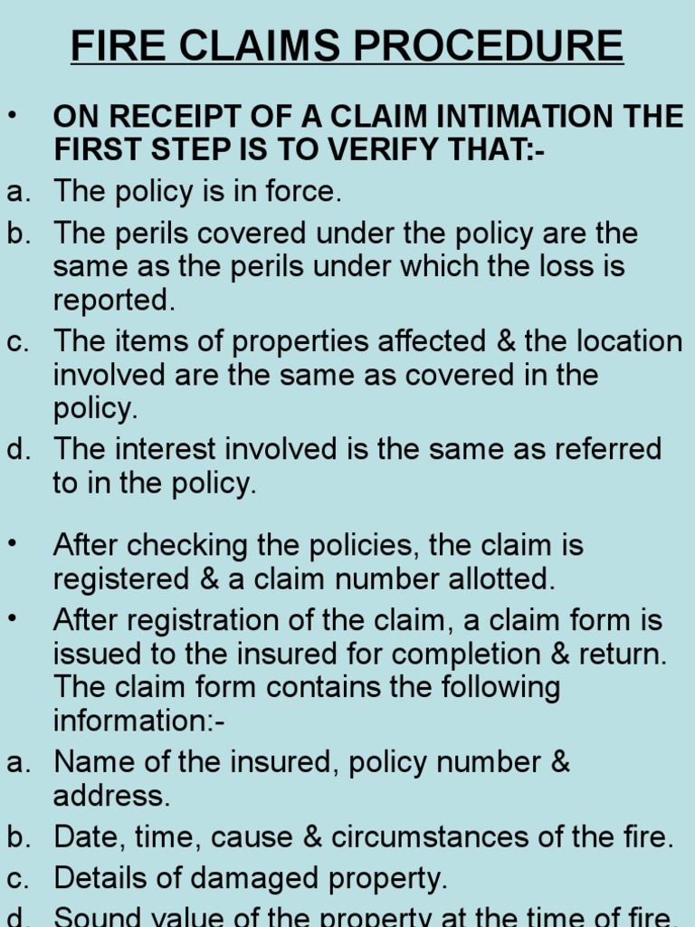 Fire Insurance Claim Procedures Explained | PDF | Indemnity | Insurance
