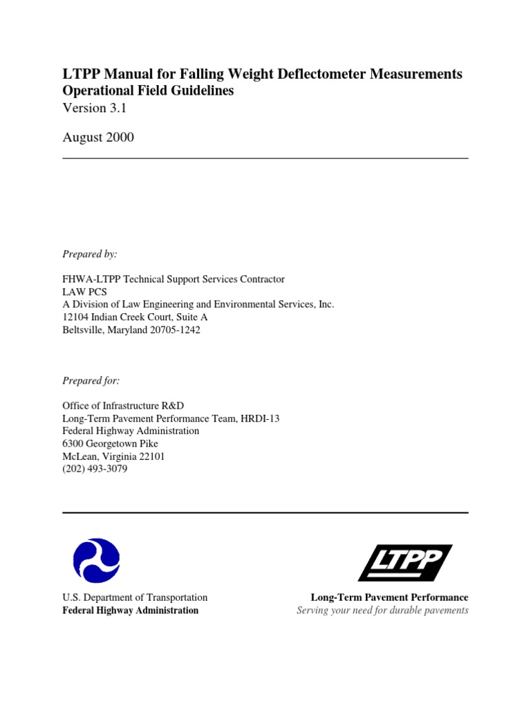 LTPP FWD Manual 2000 | PDF | Road Surface | Concrete