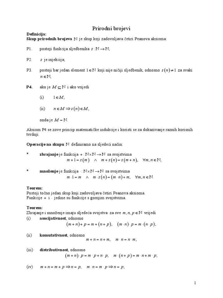Prirodni Brojevi. Cijeli Brojevi. Racionalni Brojevi. Realni Brojevi | PDF