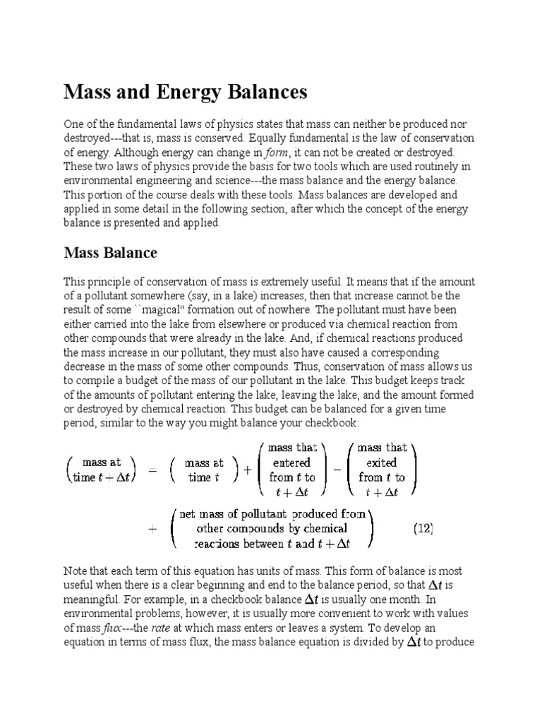 Mass and Energy Balance Fundamentals | PDF | Greenhouse Effect | Heat ...