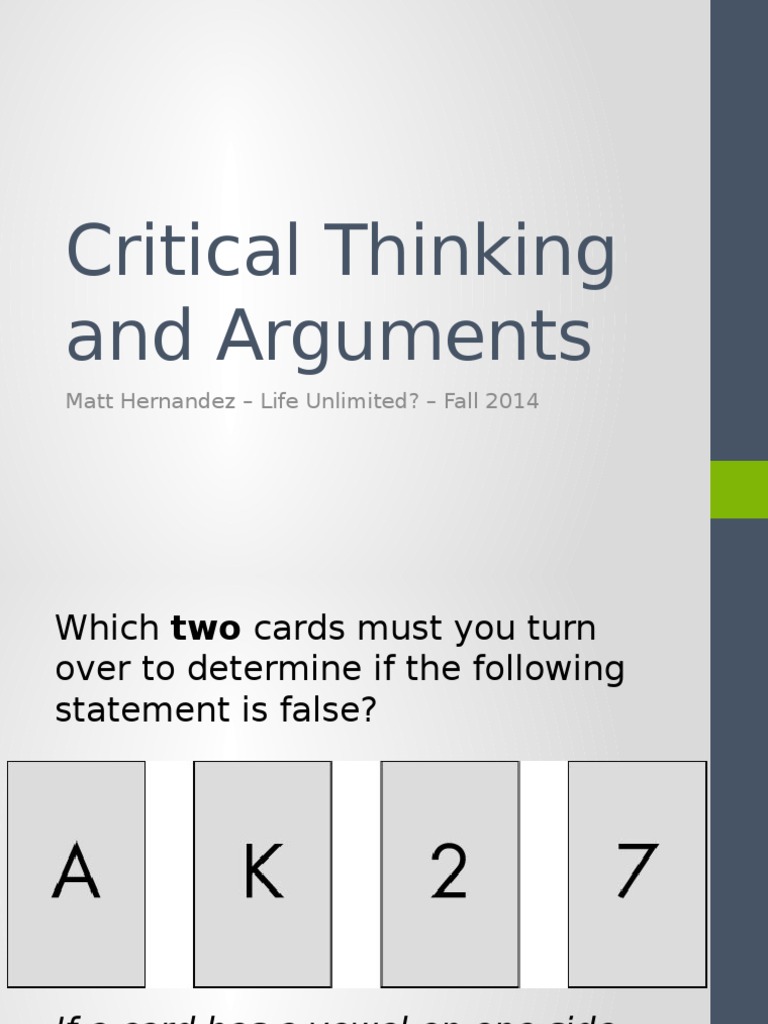 Critical Thinking and Argument Analysis | PDF | Justification ...