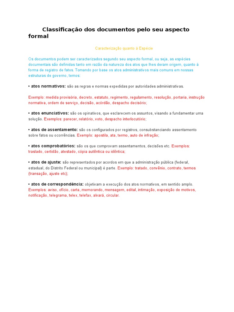 Classificação Dos Documentos Pelo Seu Aspecto Formal | PDF | Decimal ...