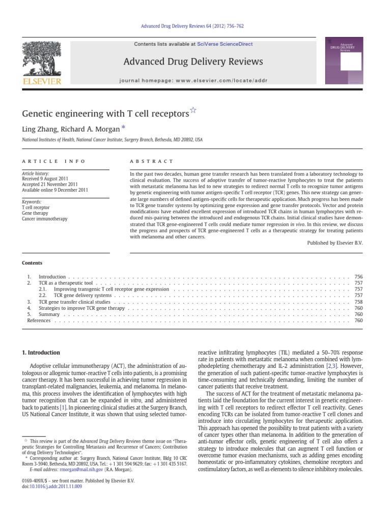 T Cell Receptor Gene Engineering in Cancer | PDF | Viral Vector | T Cell