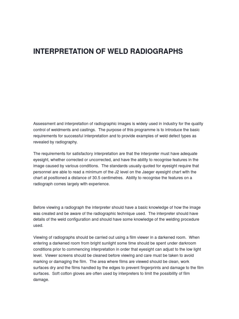 Weld Radiograph Interpretation Guide | PDF | Radiography | Welding